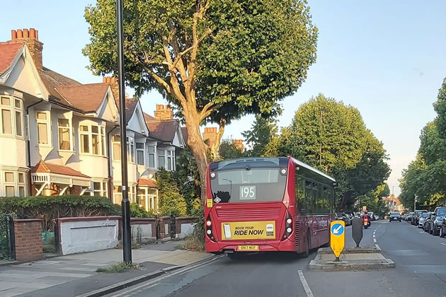 Bus stuck on island