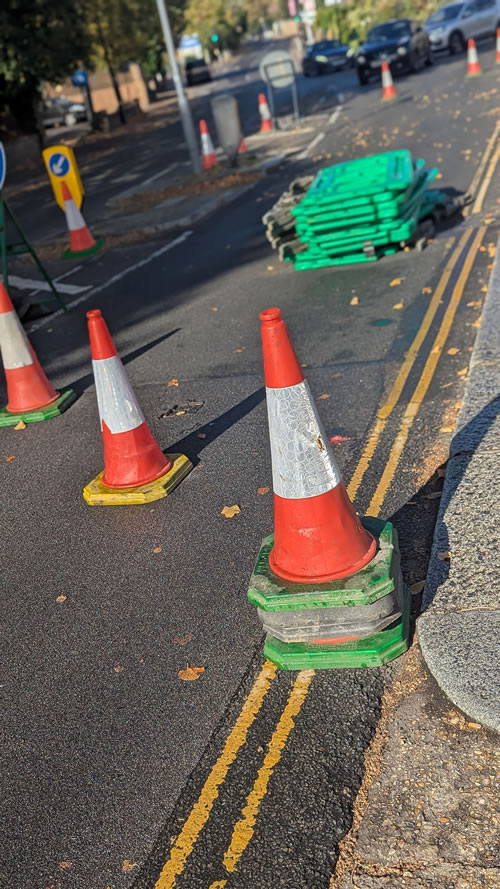 Cones on road 