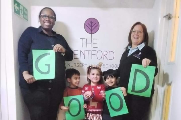 Staff and children celebrate the 'Good' Ofsted rating