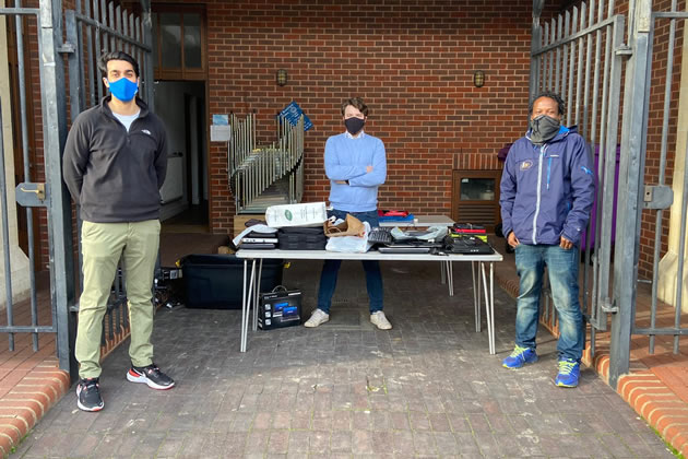 Volunteers at last Saturday's laptop collection drive in Brentford