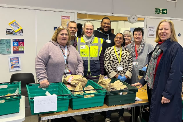 Ruth Cadbury (right) with volunteers at the Clayponds Community Centre