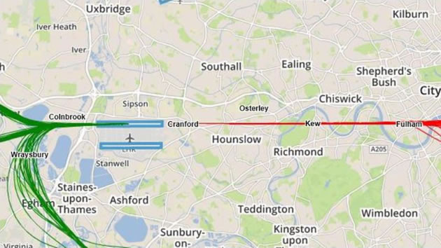 Flight path of northern runway