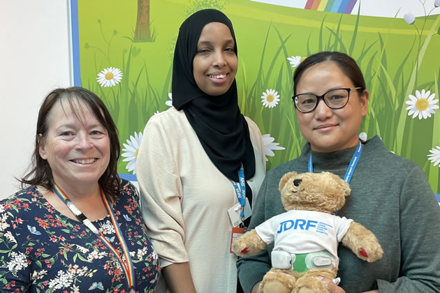 Ealing Hospital's Paediatric Diabetes Team with Rufus the Bear