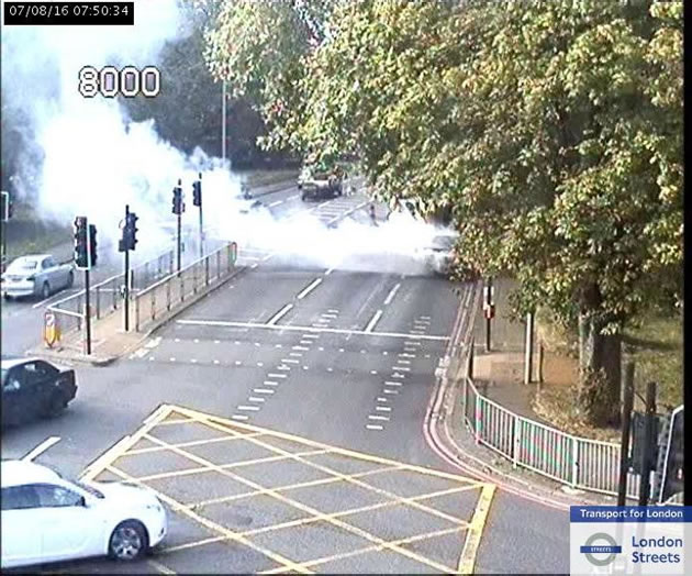 North Circular Blocked By Vehicle Fire at Ealing Common