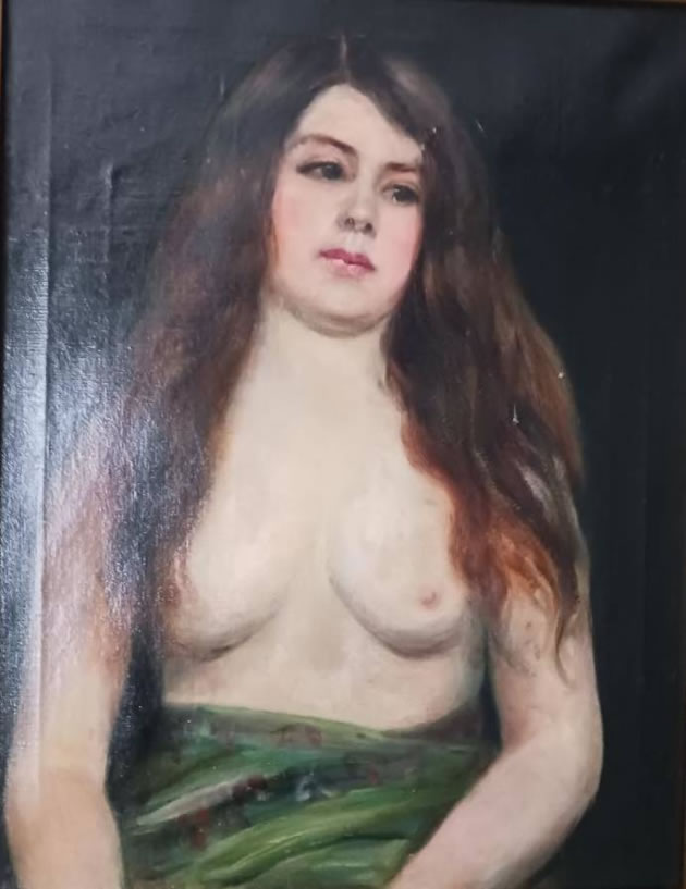 The full length of the portrait which has been hidden form the children's view in an en suite bathroom
