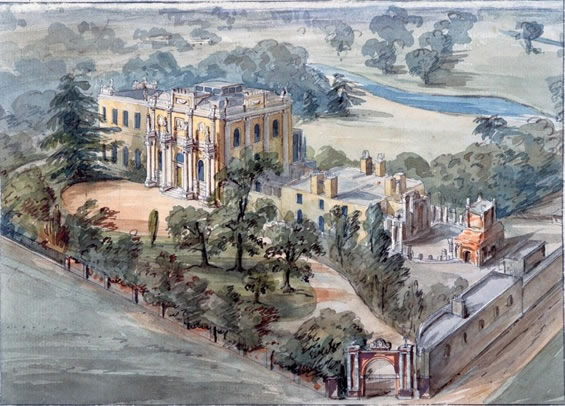 Birds-eye perspective of Pitzhanger Manor. C.J. Richardson, 1832. Courtesy Trustees of Sir John Soaneās