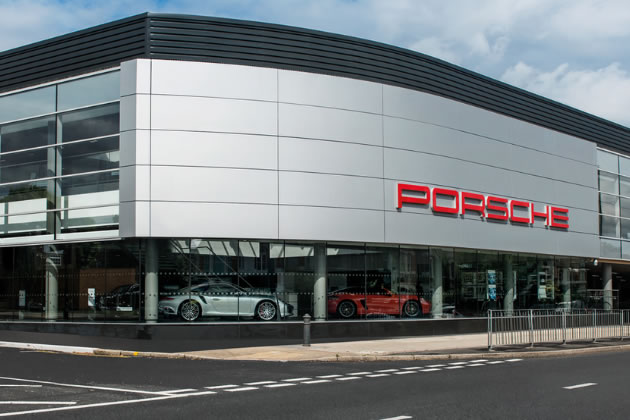 The Porsche dealership in Chiswick