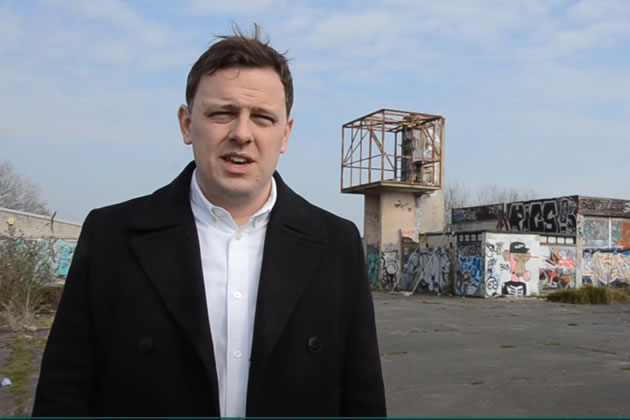 Cllr Peter Mason outside the dilapidated changing rooms