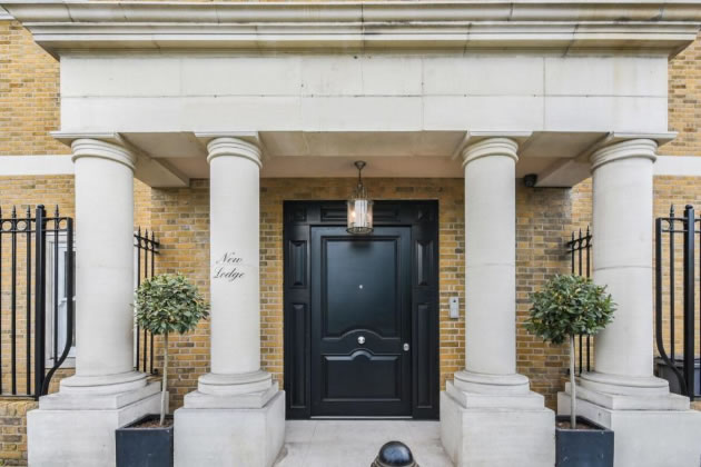 The portico at the front of the property