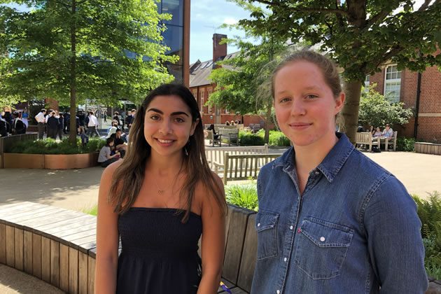Matilda (right) with fellow student Nikki