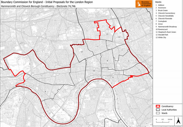 The proposed Hammersmith and Chiswick constituency