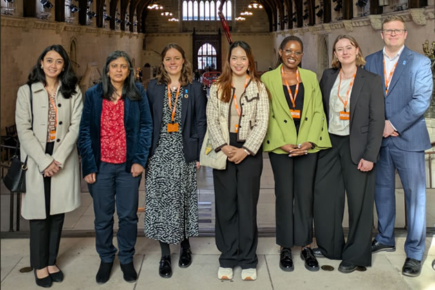 Rupa Huq (second left) with Wateraid campaigners in Parliament