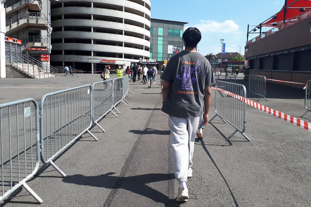 The queue outside the stadium
